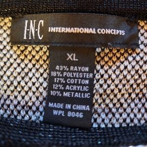 INC/ Tunic/ HO METALIC SWEATER/ Silver/ Gold/Blk. Shark-bite hem.